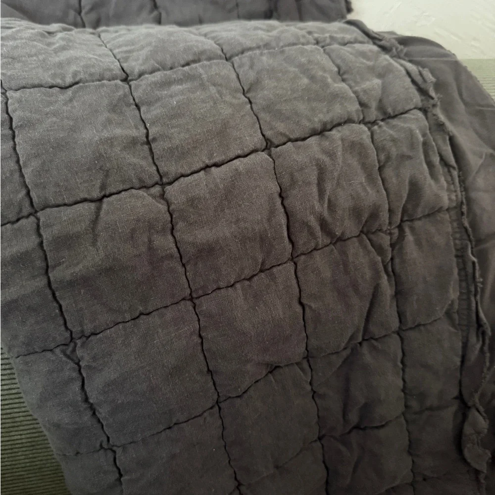 West Elm Cozy Gray Quilted Euro Pillow Sham